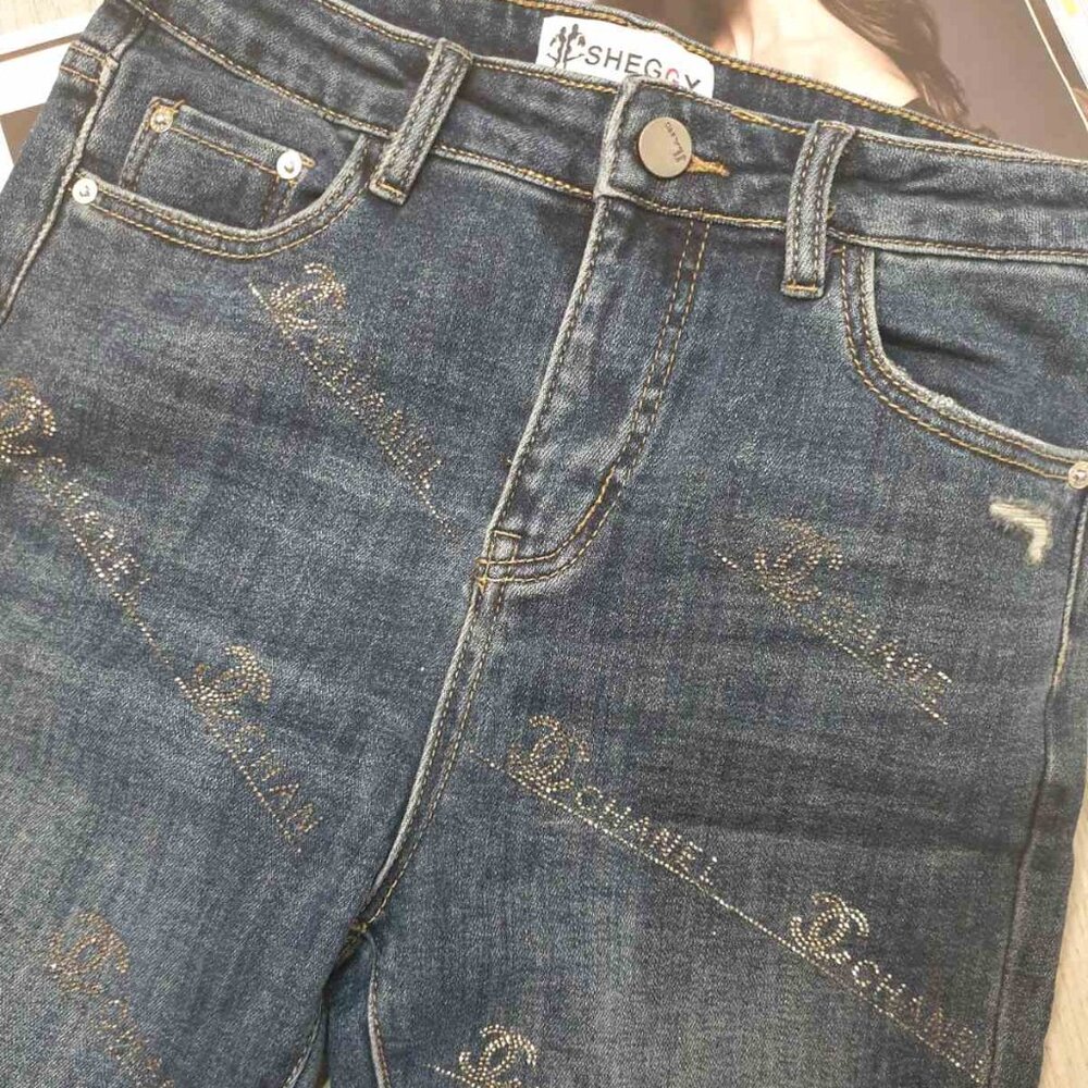 Blue Crystals Women Boot Cut Jeans Classic Fashion Western Style Size 27- 28